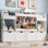 63"W Toy Storage with 4 Removable Drawers, 132L Stuffed Animal Storage with 2 Cabinet, Toy Organizer with 6-Tier Bookshelf, for Playroom, Nursery,Kids Room,White