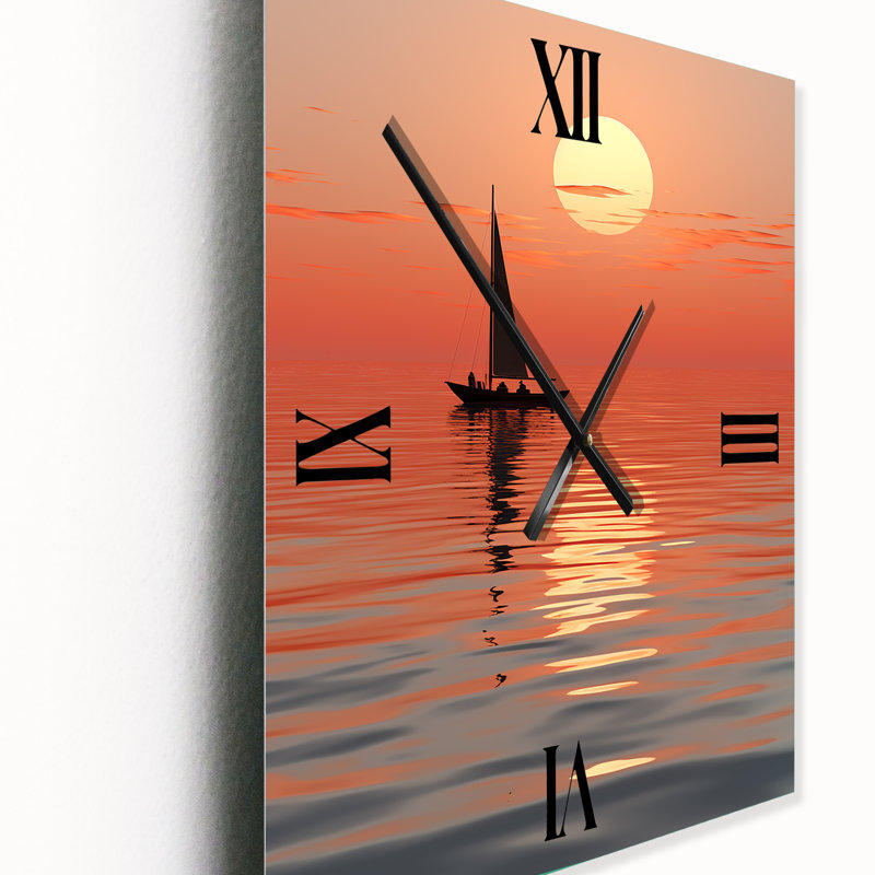 Coastal Sunset Serenity - Horloges murales côtières, Grand