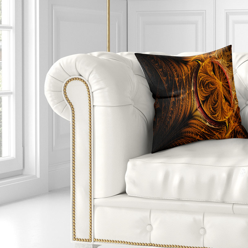 Bureau Golden Fractal - coussin imprimé abstrait, 16 po x 1 po, Coussin décoratif