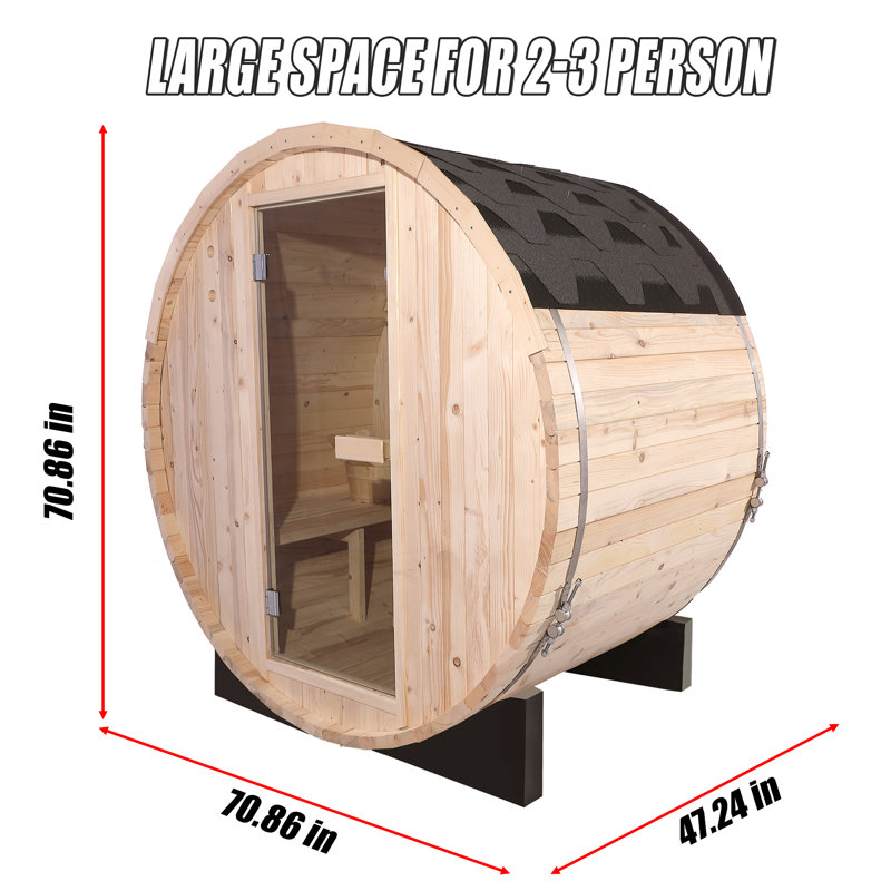 2 Person Barrel Outdoor Saunas 220V/4.5KW Electric Stove Spruce Backyard Sauna Kit