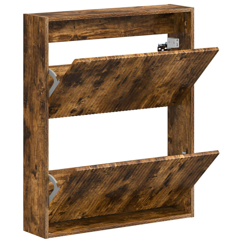 Flip Down Shoe Storage, 86 cm H x 71 cm W x 17 cm D, Smoked Oak