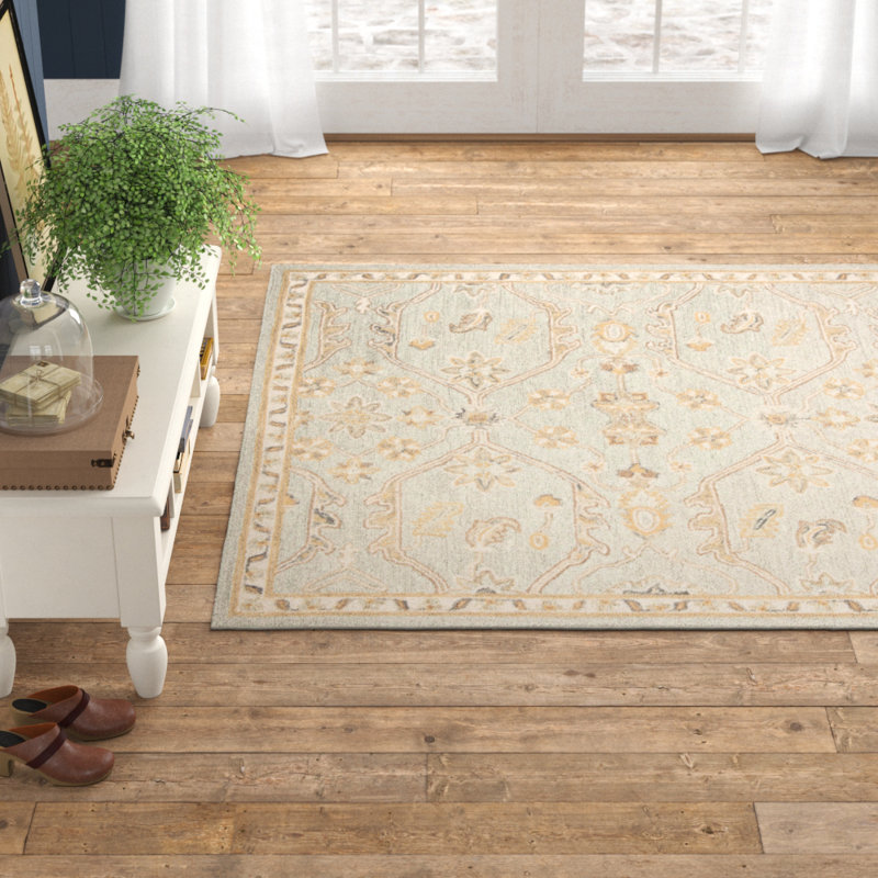 Airlie Oriental Handmade Tufted Wool Area Rug in Slate/Beige, Rectangle 8' x 10'