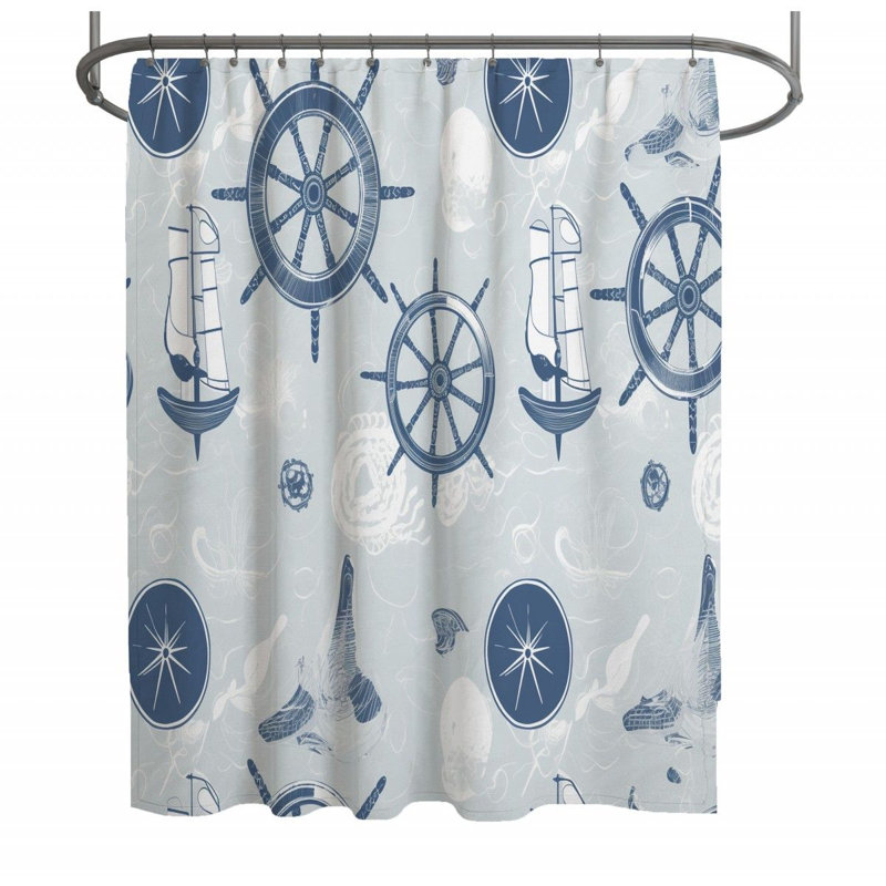 Rideau de douche nautique - décor de salle de bain bord de mer, H 93 po x l 70 po
