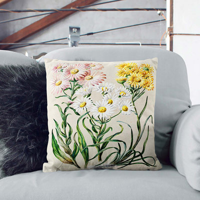 Groundsel Daisy Flowers by Sarah Featon Cushion with Filling