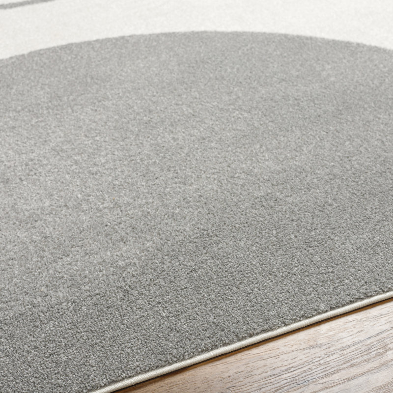 Andressa Rectangle Machine Woven Polypropylene Area Rug in Grey, Rectangle 5'3" x 7'