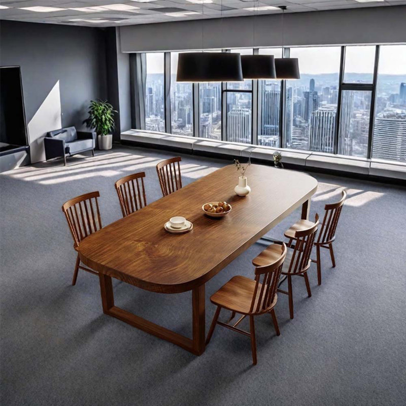 Stylish and simple brown rectangular solid wood office desk