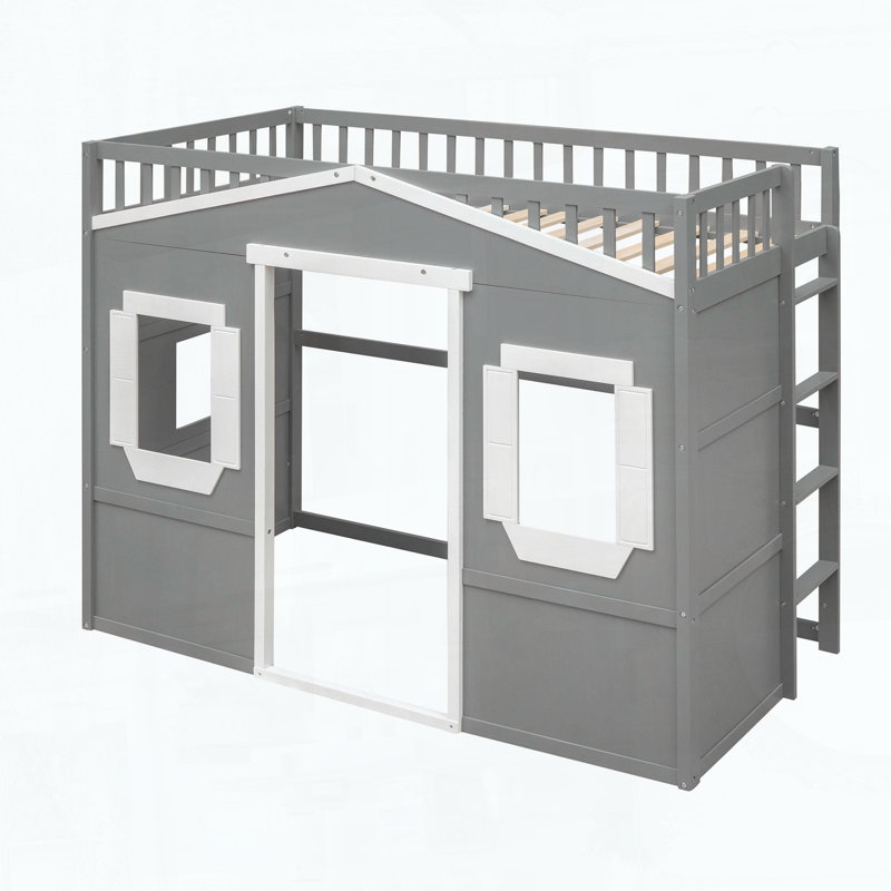 Lit mezzanine avec échelle House, Lit simple, Blanc