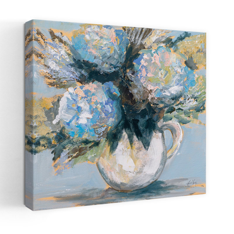 Charme contemporain bleu avec art bouquet bleu, H 48 po x l 48 po