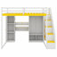 Lit mezzanine tout-en-un avec escalier de rangement, coiffeuse avec miroir, armoire, ports USB et lumières-846660708