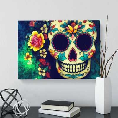XXX-H1022-WF-6363X Mystical Floral Sugar Skull - Wrapped Canvas Print