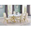 Ensemble de salle à manger en bois blanc avec chaises d'appoint en velours (5 ou 7 pièces)-908445318-908445323-908330499