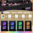 Vanity Desk With LED Mirror And Lights, Glass Top Vanity With RGB Glass Light Cabinets, Dressing Table With 3 Drawers ,Storage Shelves And Stool For Bedroom-2141599452
