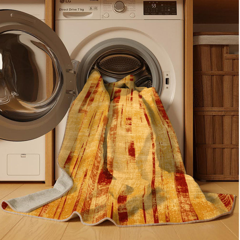 Tapis jaune lavable à la machine, Carré 3 pi