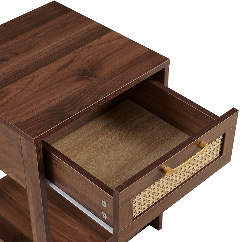 Table de bout avec rangement Aventino, Noyer