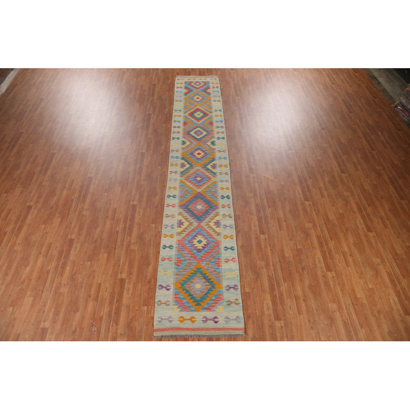 Tapis de couloir en laine South Western Kilim 3 x 16