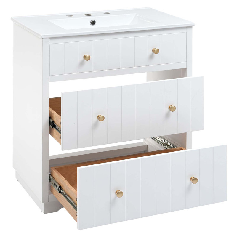 Meuble-lavabo simple 29,9 po avec comptoir en céramique Berenisse