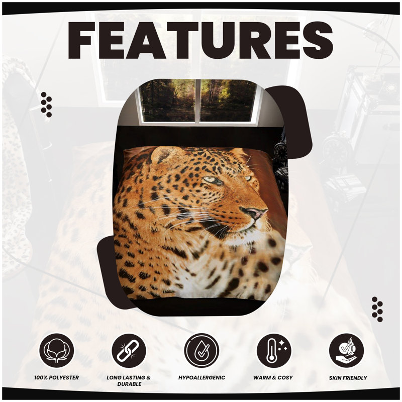  3D Printed Tiger Face Throw, 200cm x 240cm, Brown/Black Leopard