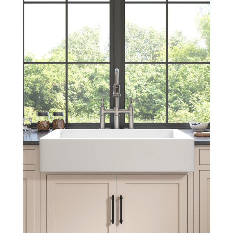 Bridge Kitchen Faucet With Pull-Down Sprayhead In Spot, Brushed Nickel