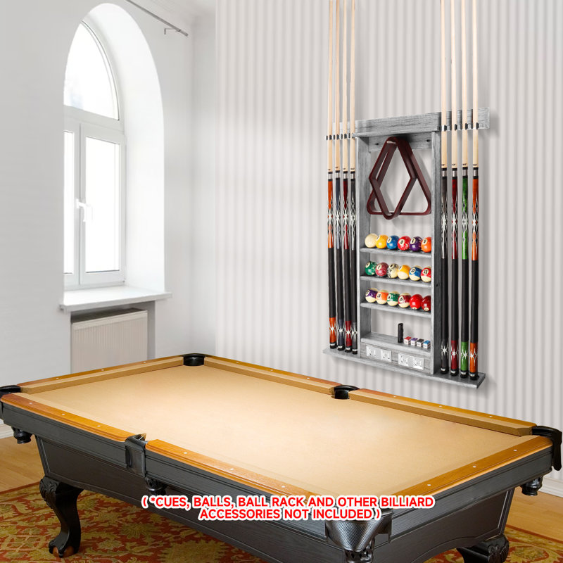 Support mural 8 queues de billard GSE Deluxe, Gris brossé