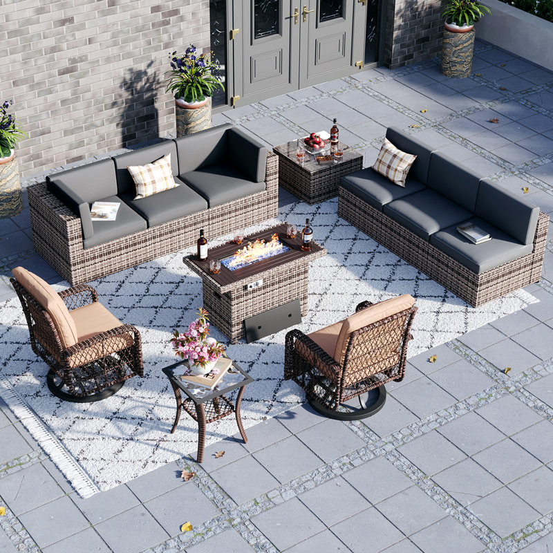 Ensemble de conversation pour 8 personnes avec table de foyer
