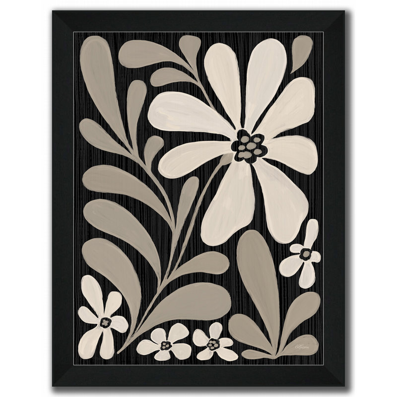 «Cream Modern Floral I», art mural encadré