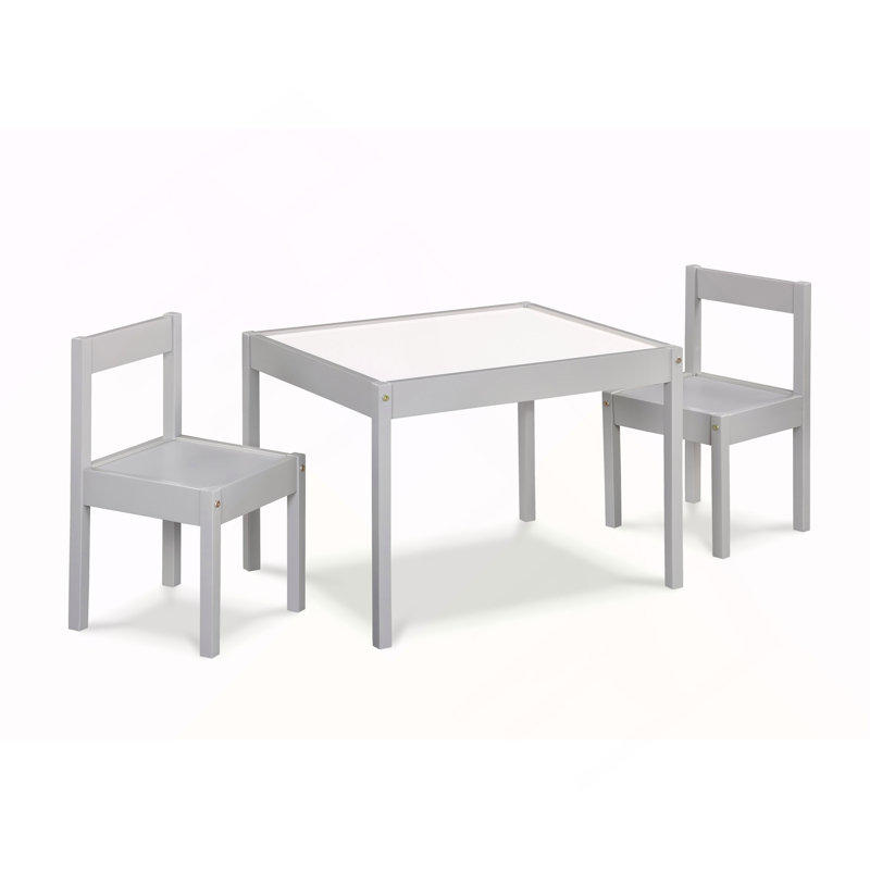 Ensemble 3 pièces de table et deux chaises effaçables pour enfant, gris, Gray