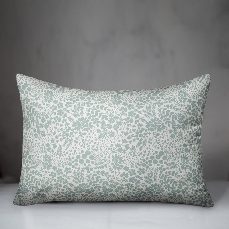  Floral Rectangular Lumbar Pillow, Blue