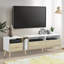 Téléviseur moderne avec 3 tiroirs et tablettes ouvertes, console multimédia pour téléviseurs de 80 po ou moins, centre de divertissement pour salon, conception de couleur assortie