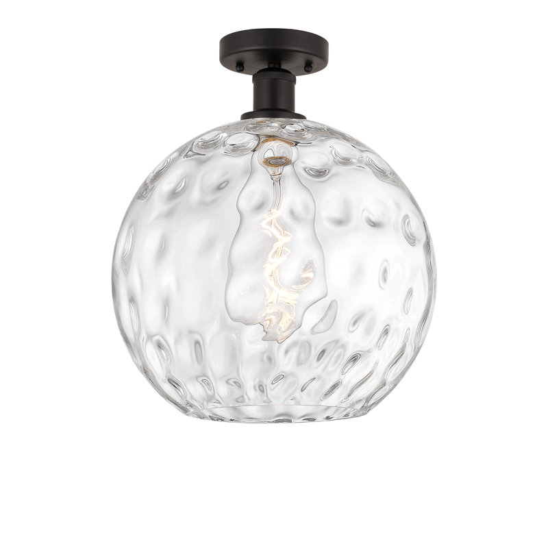 Plafonnier semi-encastré 1 lumière Cindi, H 13,63 po x l 12 po x P 12 po, Bronze huilé