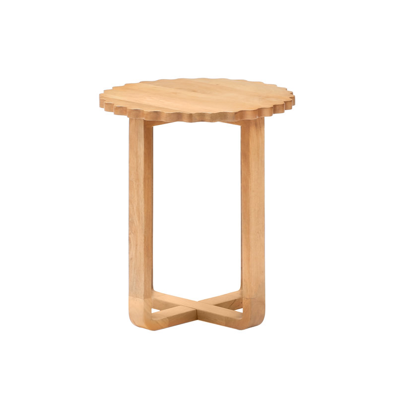 Ealyn Solid Wood End Table with Scalloped Edges