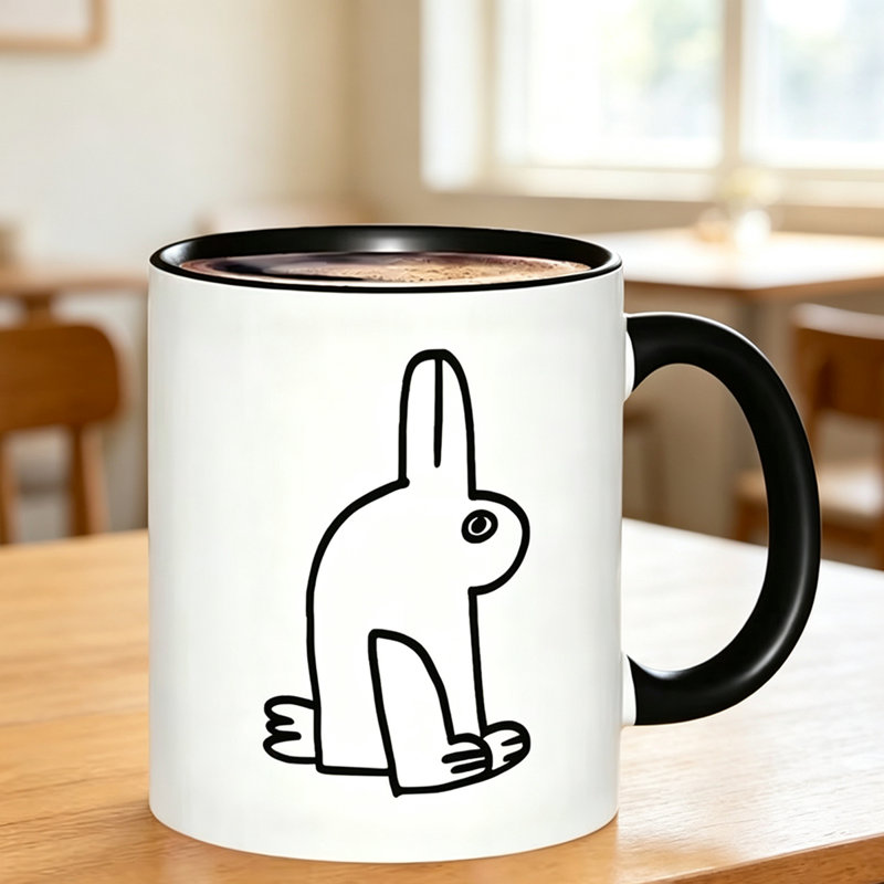 Ceramic Coffee Mug Featuring The Duck Vs Rabbit Illusion, Perfect for Tea, Milk, Or Water.