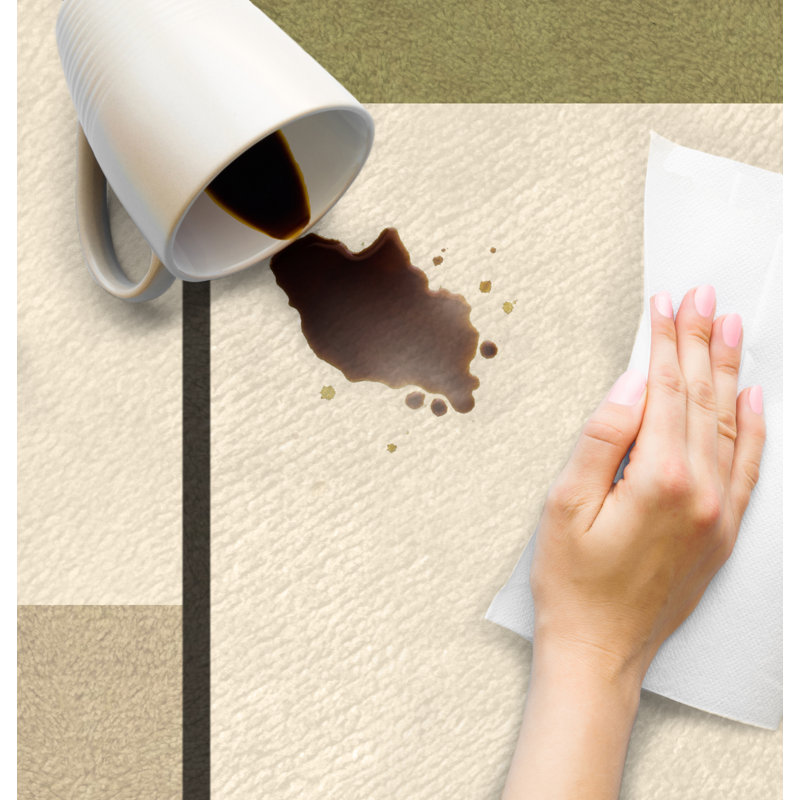 Mukherjee Vinyl Machine Printed Area Rug, Rectangle 3'3.4" x 4'4.4"