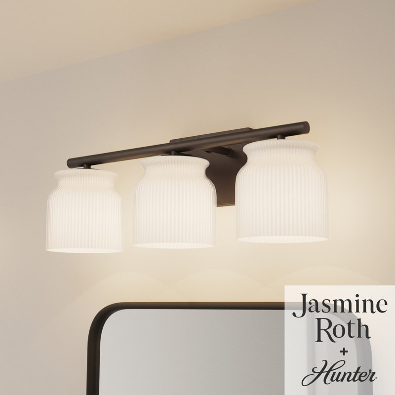 Hunter x Jasmine Roth Harlowe 3 Light Bathroom Vanity Wall Light Fixture, Matte Bronze