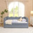 Daybed With Trundle Twin Size Sofa Bed No Box Spring Needed, With USB Port And Adorable Wave Shaped-1988659261