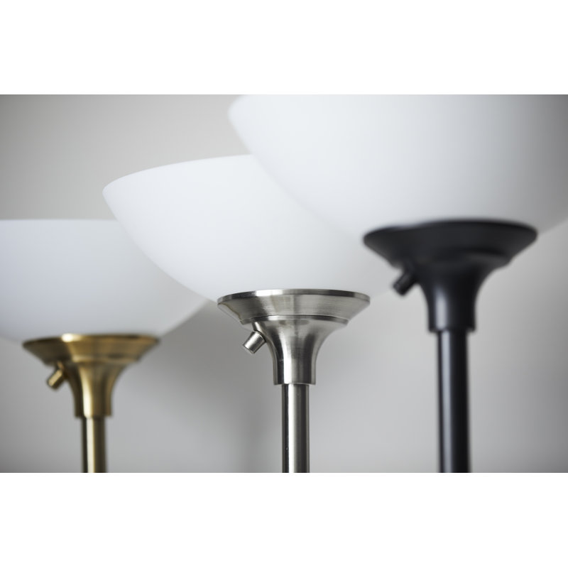 Wendelgard 71'' Torchiere Floor Lamp, Brushed Steel