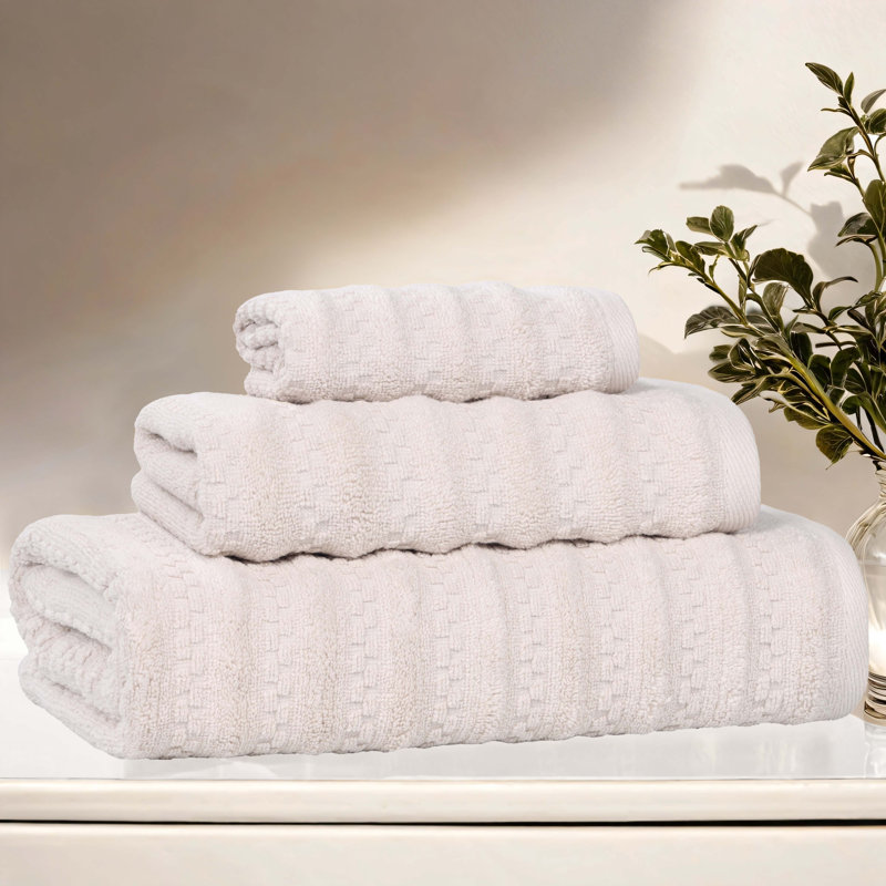 Zuma Zero Twist Cotton Medium Weight Soft Absorbent 3 Piece Towel Set, Silver