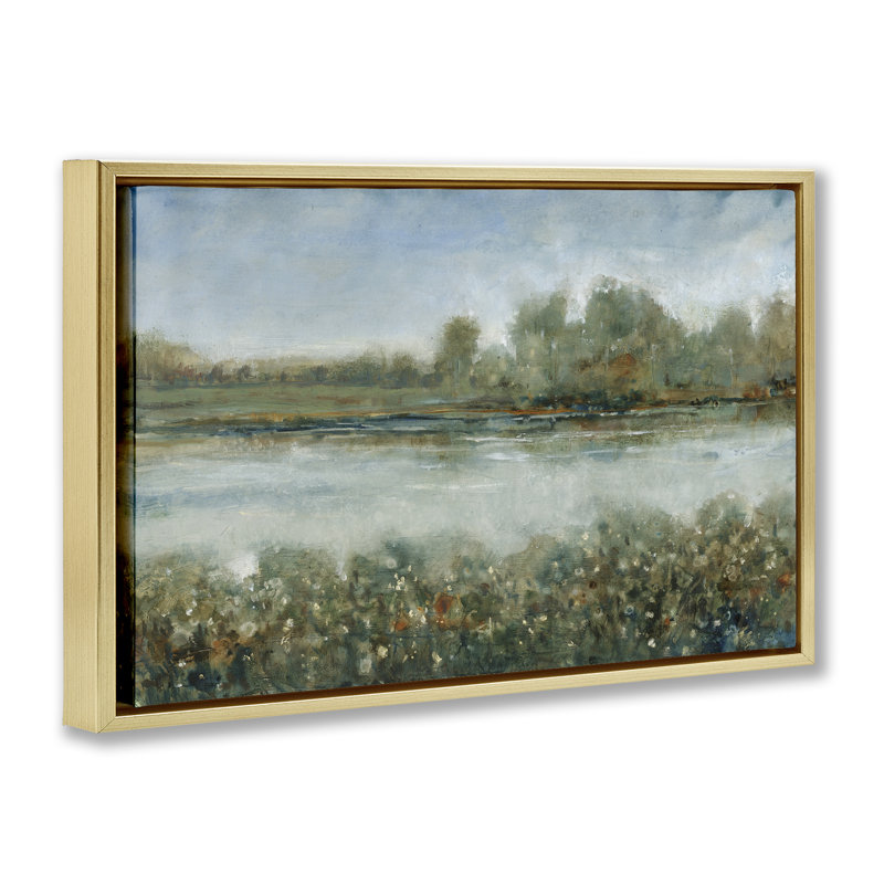 Toile flottante encadrée «River» par Tim Otoole, Cadre flottant métallique doré, H 17 po x l 25 po