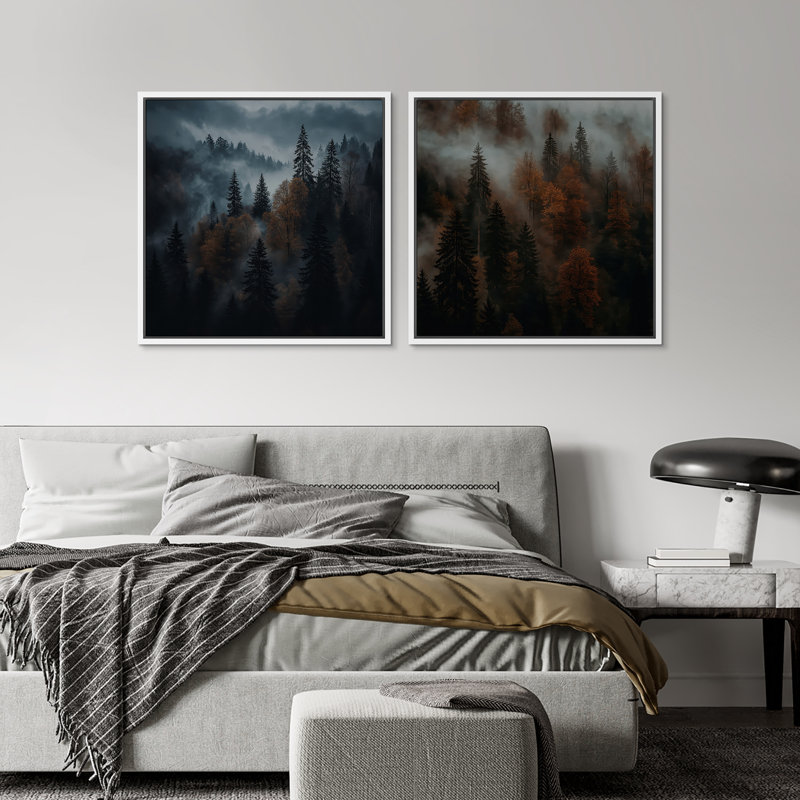 Art mural rétro encadré, beaux-arts, antique classique pour chambre à coucher - 24 po x 24 po, H 24 po x l 48 po, Blanc