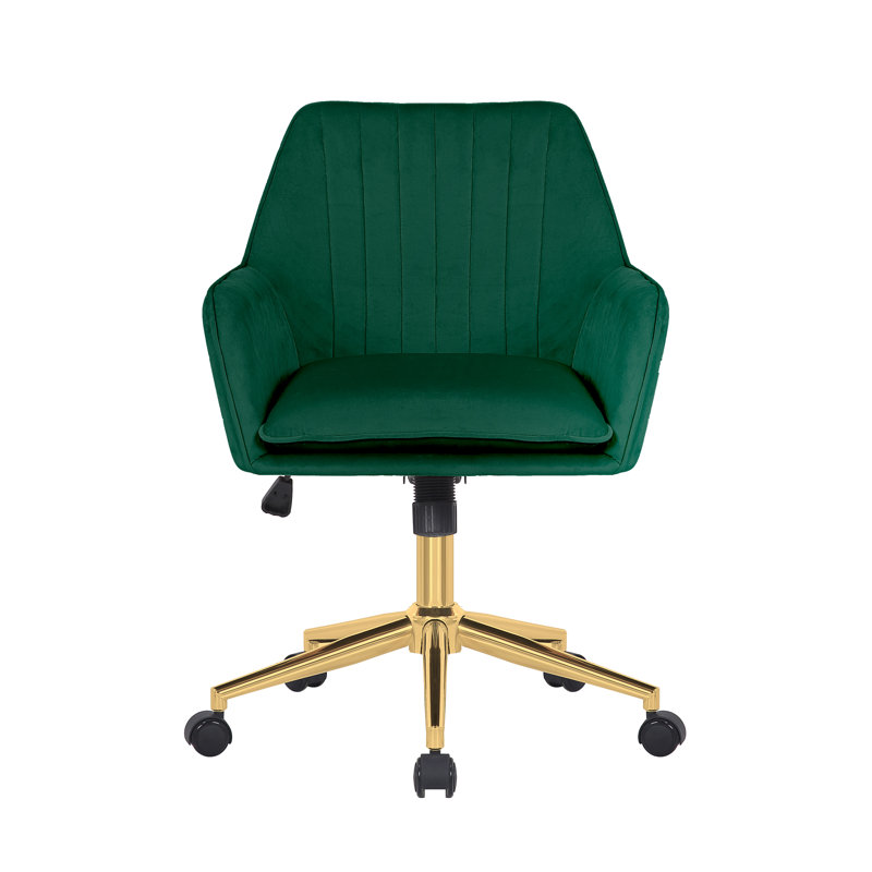 Torrey Velvet Office Chair, Gold, Blue
