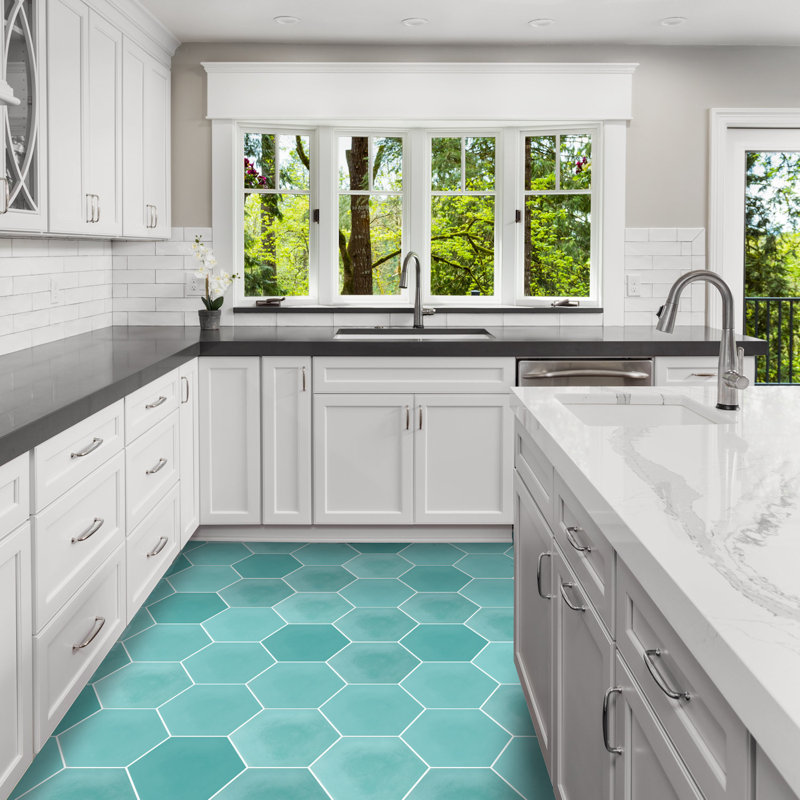Solid Hex 8" x 9" Cement Wall & Floor Tile, Monte Verde