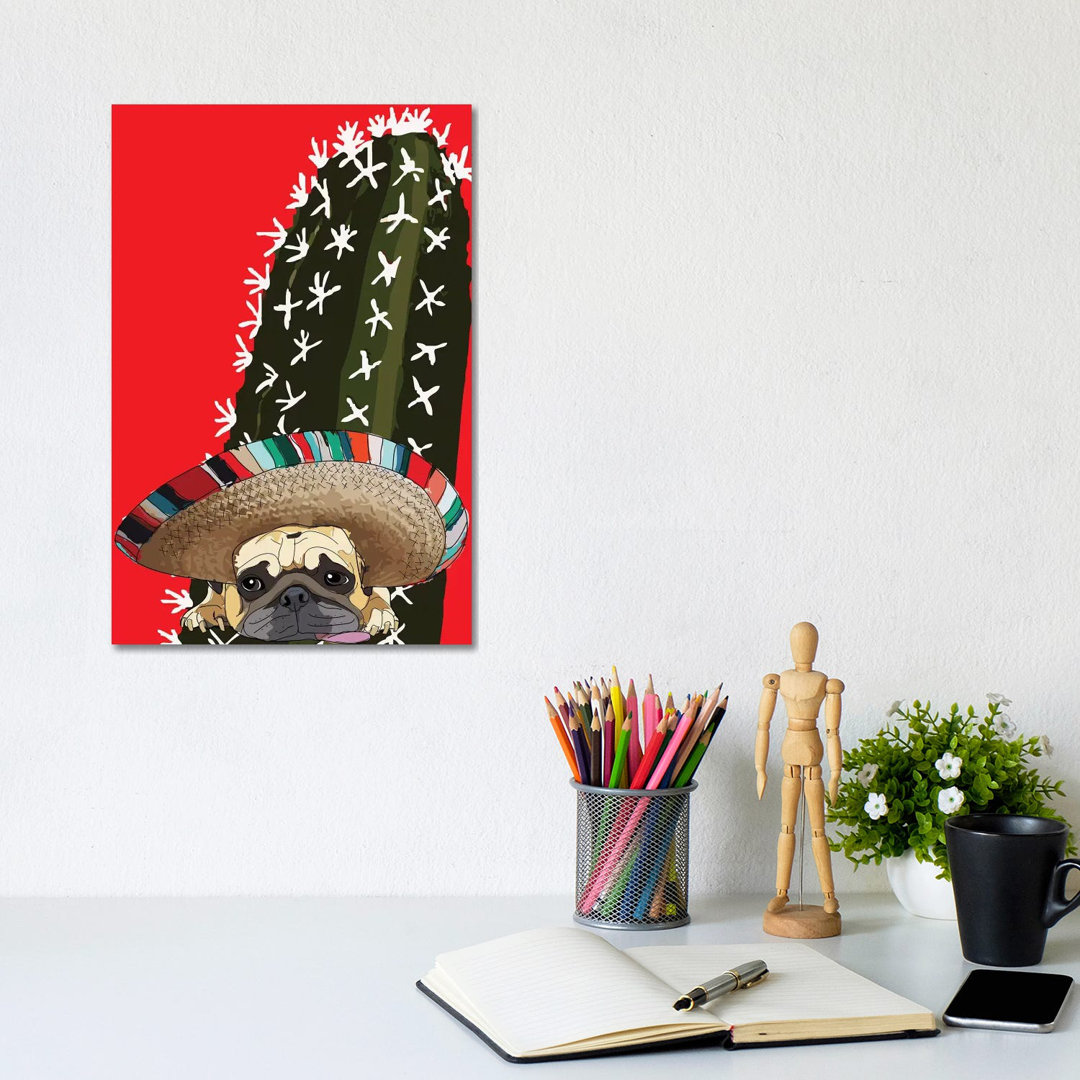 Cinco De Pug von Sketch And Paws - No Frame Gallery-Wrapped Canvas Giclée on Canvas