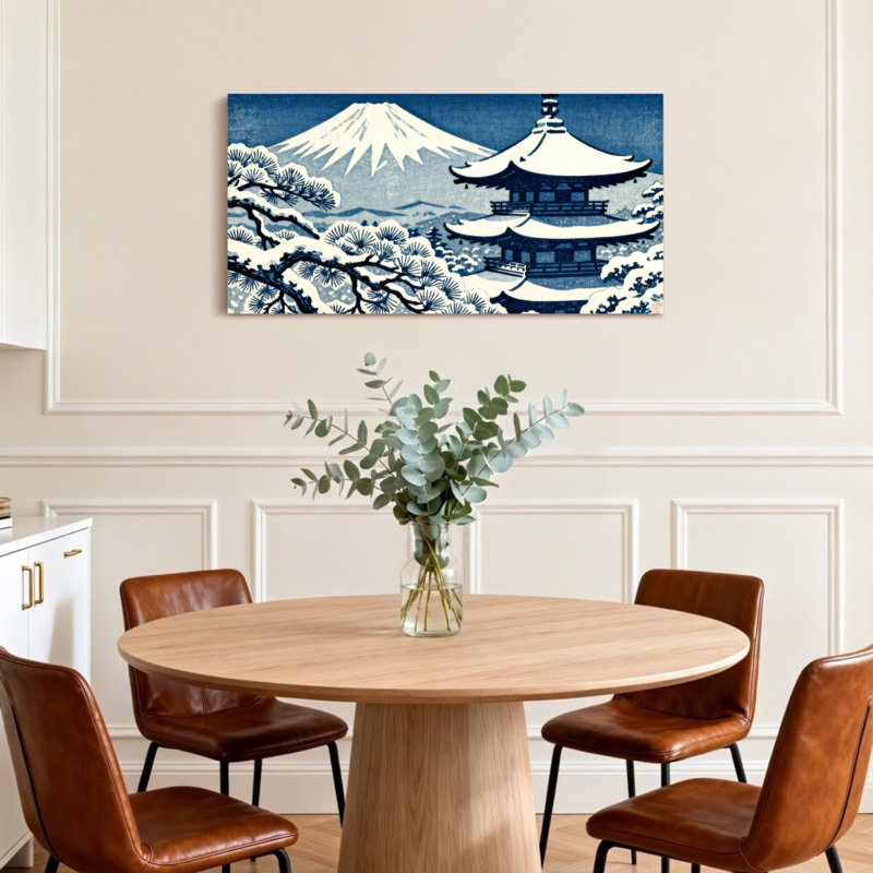 «Landscape & Nature Snowy Mountain Pagoda Pine Landscape», reproduction d'art, H 20 po x l 40 po