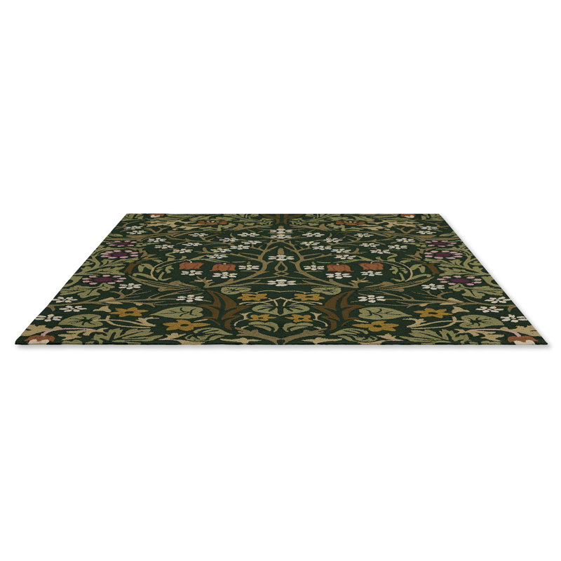 Floral Area Rug in Green, Rectangle 5'3'' x 7'6''