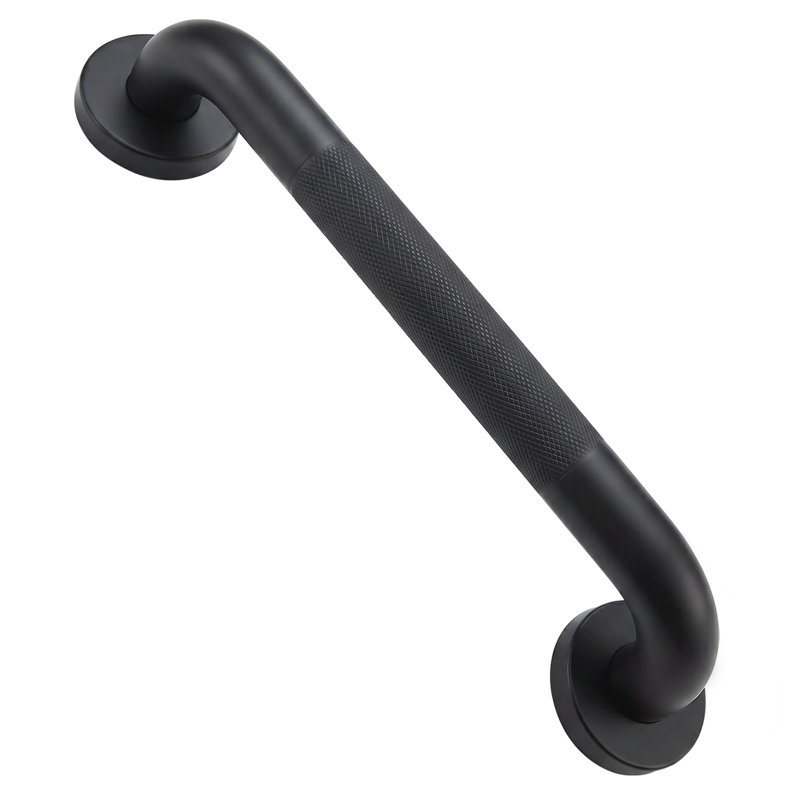 Barre d'appui de salle de bain 12 po noire avec poignée moletée antidérapante, conforme ADA, Noir mat, 12 pouces