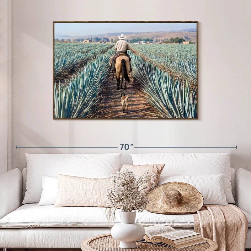 Inspecter la plantation d'agave, 46 po x 31 po, Cadre flottant noyer