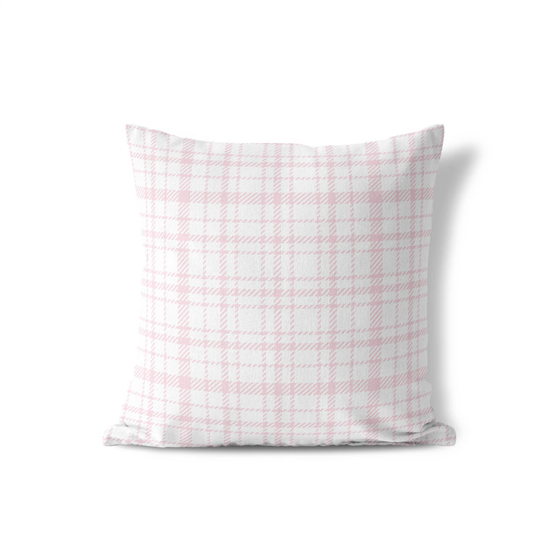 Coussin décoratif à carreaux Liz, H 16 po x l 16 po, Rose