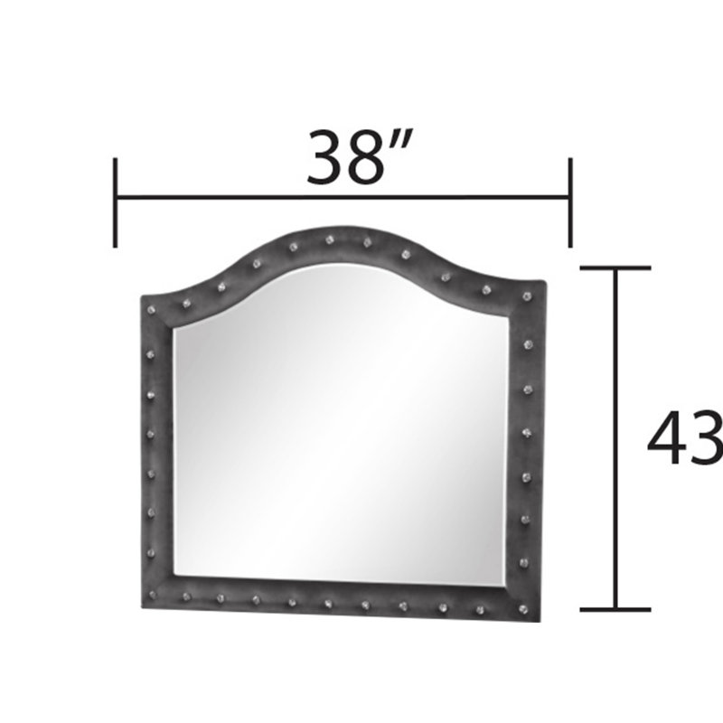 Miroir capitonné en cristal Sophia Modern Style, Gris
