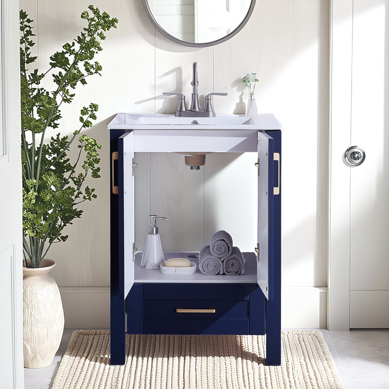 Meuble-lavabo simple 24 po, Bleu