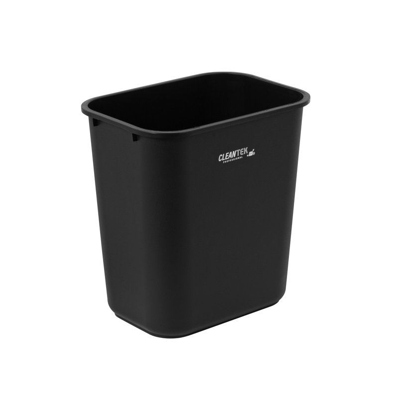 Corbeille à papier rectangulaire en plastique noir 28 pintes pour poubelle de restaurant, poubelle de bureau noire compacte et robuste