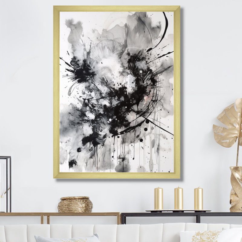 «Exploration des profondeurs du marbre noir II», reproduction sur toile, H 20 po x l 12 po x P 1 po, Encadrement doré